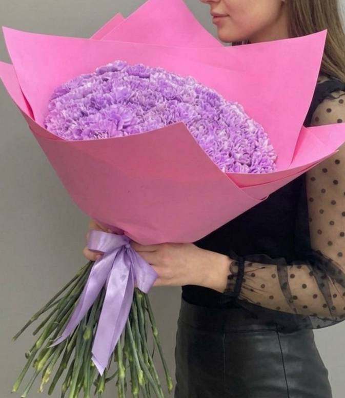 Моно-букет из белых диантусов